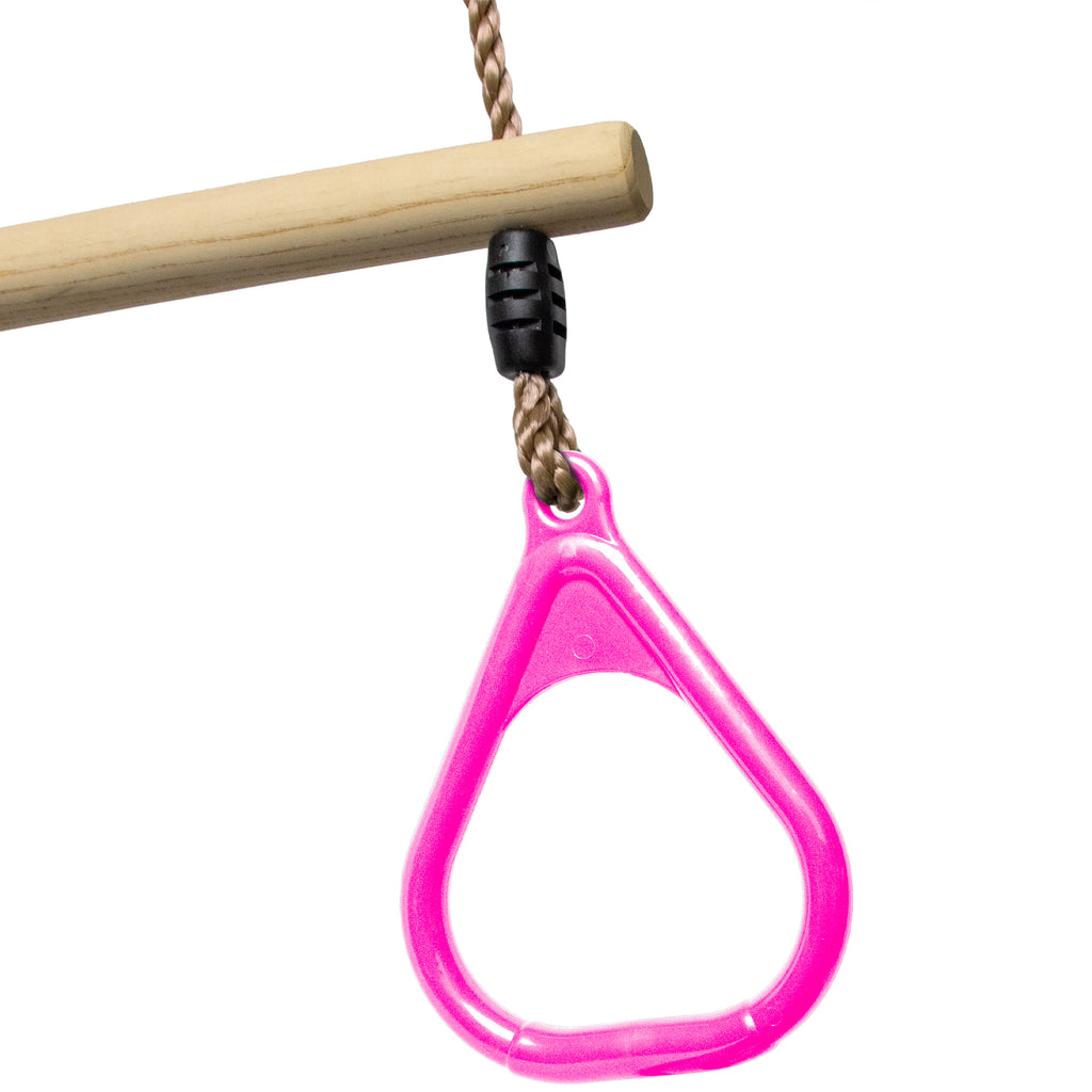 Houten ring trapeze kunststof ringen roze BOOST2