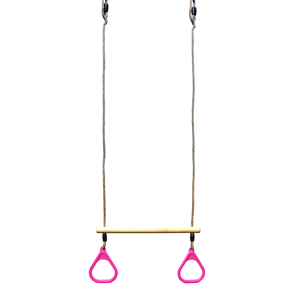 Houten ring trapeze kunststof ringen roze BOOST2