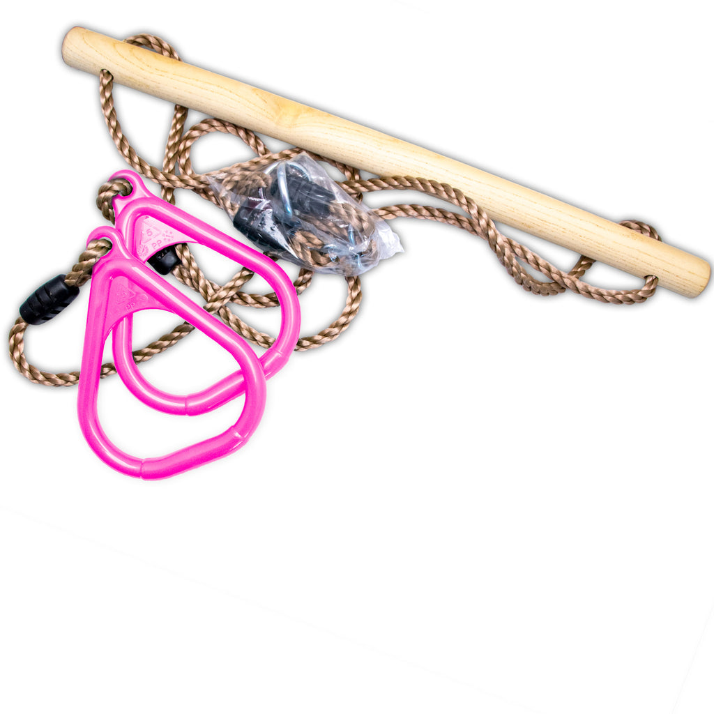 Houten ring trapeze kunststof ringen roze BOOST2