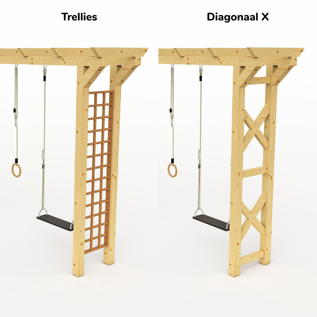 Pergola schommel muurbevestiging met Trellies of Diagonaal-X