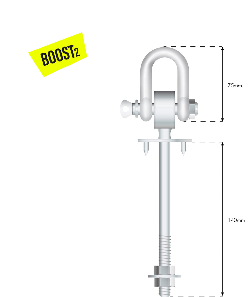 schommelhaak Harpsluiting met Gelagerde afmetingen M12 140mm